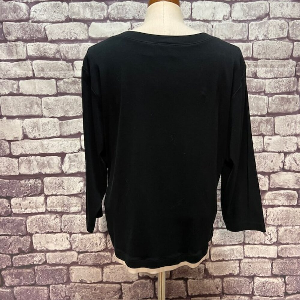 Chico's Black & White 3/4 Sleeve Blouse Size XL - Picture 6 of 9